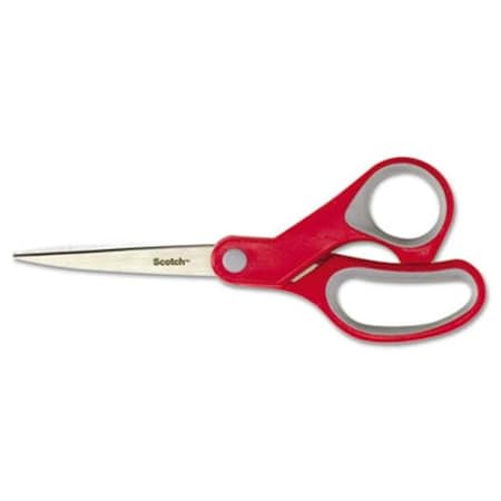 Scotch Scotch 1428 Multi-Purpose Scissors- Pointed- 8" Length- 3-3/8" Cut- Red/Gray 1428